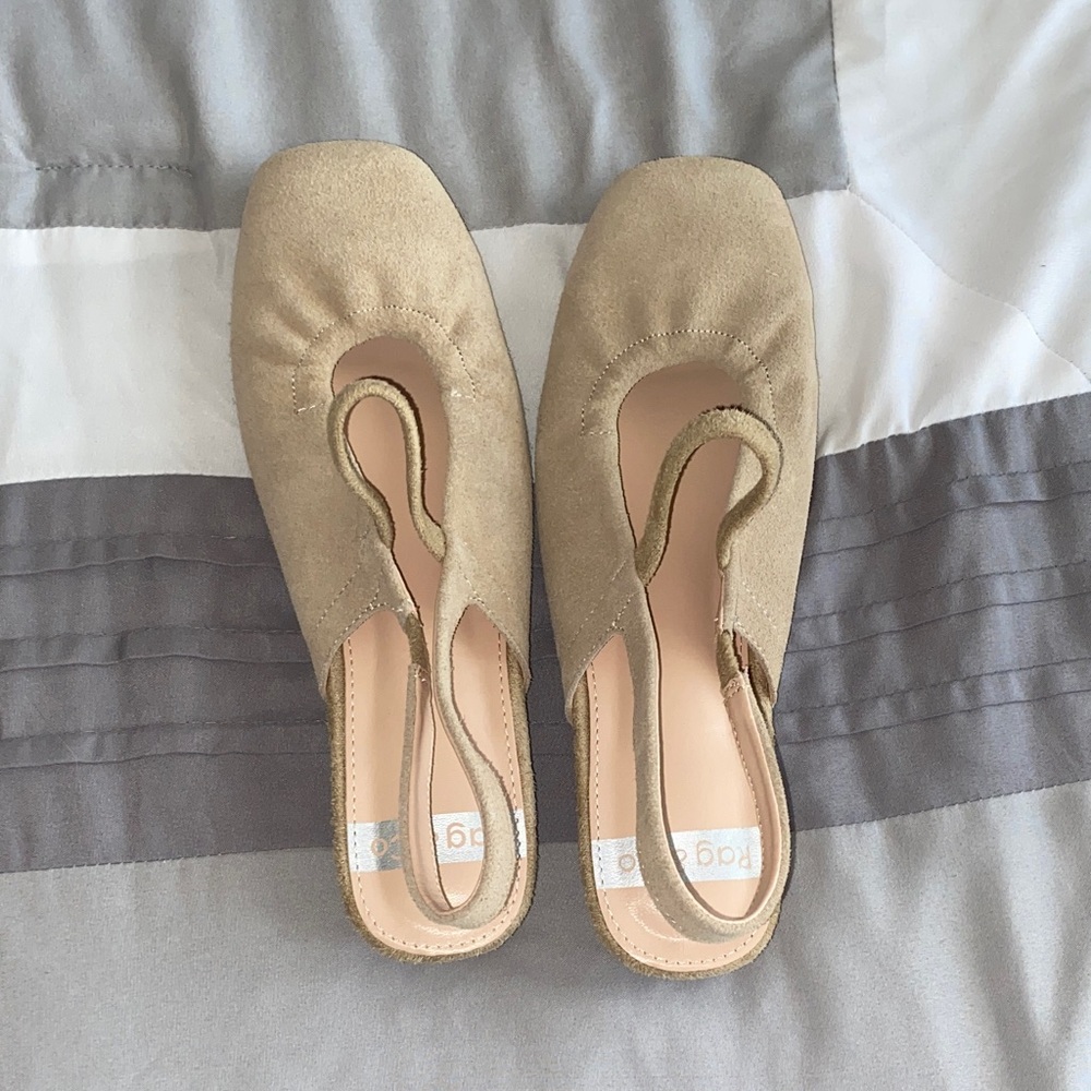 Beige Suede Women's Slingback Flats